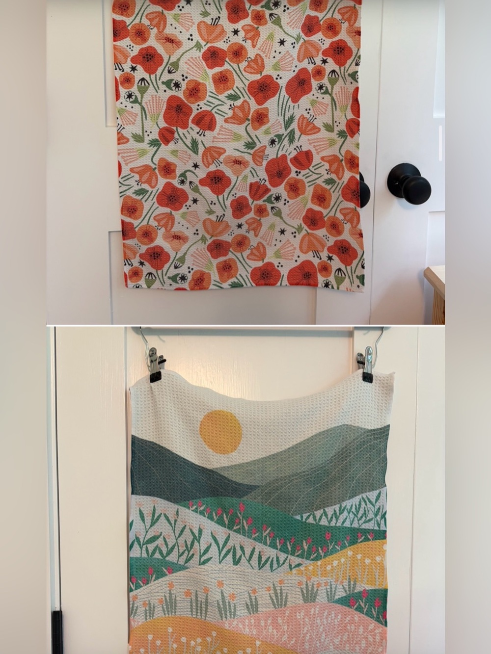 Set of 2 Geometry Tea/Dish Towels Light Florals